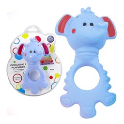 Kit com 2 Chocalhos Mordedor Elefante e Porco Com Cheirinho - 2