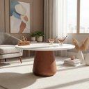Ver imagem 1 de Mesa de Centro Redondo MDF Madeira 70cm Branco Decoraper