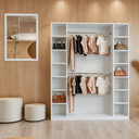 Ver imagem 2 de Armário Colmeia 2 Cabideiros + Nichos Expositor Closet Guarda Roupas Branco