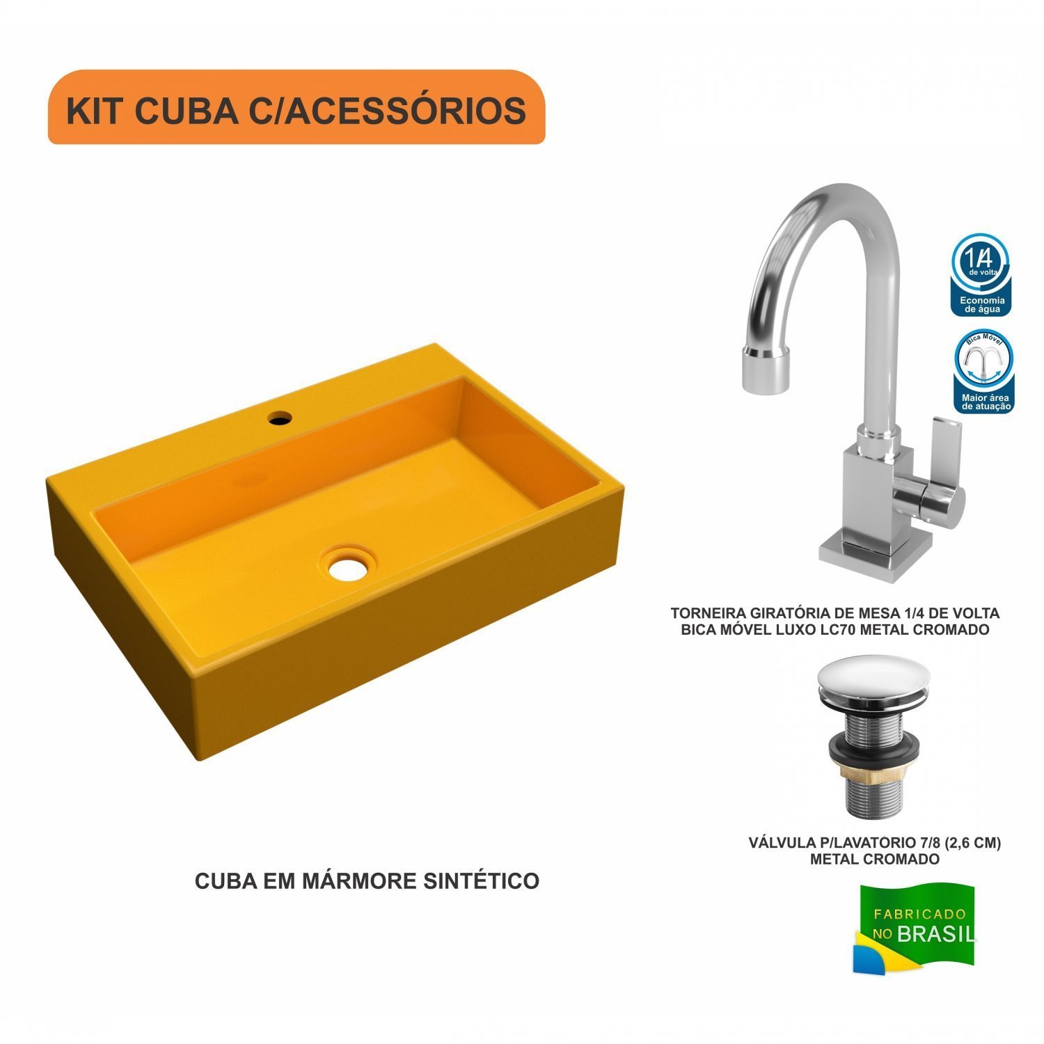 Kit Cuba RT55 com Torneira Luxo 1195 e Válvula Click 1 Polegada G Compace - 3