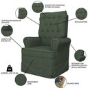 Ver imagem 3 de Poltrona de Amamentação e Descanso com Balanço e Puff Laís G05 Linho Verde - Mpozenato