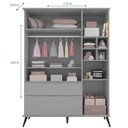 Ver imagem 3 de Jogo de Quarto Infantil Bebê Melinda Guarda Roupa + Cômoda + Mesa de Apoio MDF Cinza - Phoenix Baby