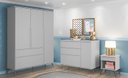Ver imagem 1 de Jogo de Quarto Infantil Bebê Melinda Guarda Roupa + Cômoda + Mesa de Apoio MDF Cinza - Phoenix Baby