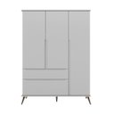 Ver imagem 2 de Jogo de Quarto Infantil Bebê Melinda Guarda Roupa + Cômoda + Mesa de Apoio MDF Cinza - Phoenix Baby