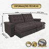 Sofá 3 Lugares Coliseu 2.30m Retrátil e Reclinável Super Pillow - Marrom - 2
