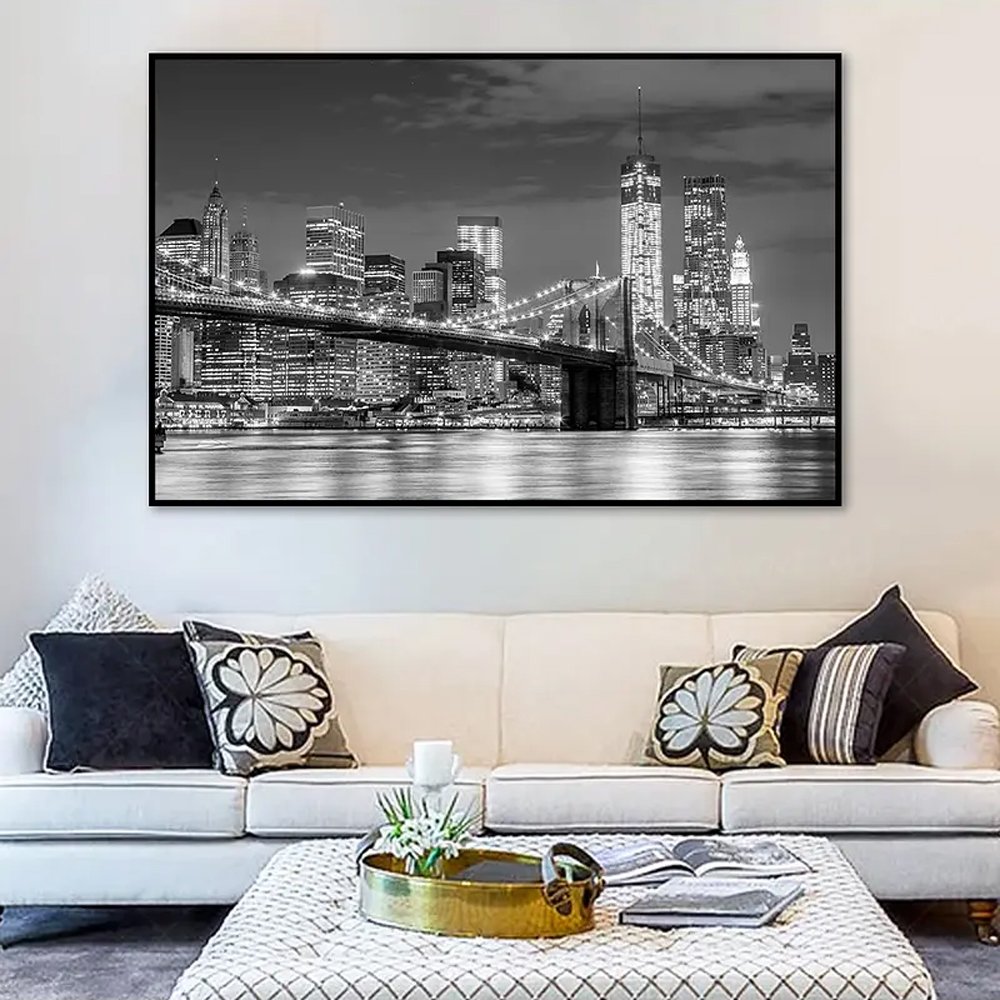 Quadro Decorativo Paisagem New York com Moldura Caixa, na Posição Horizontal, (100x70cm) - 2