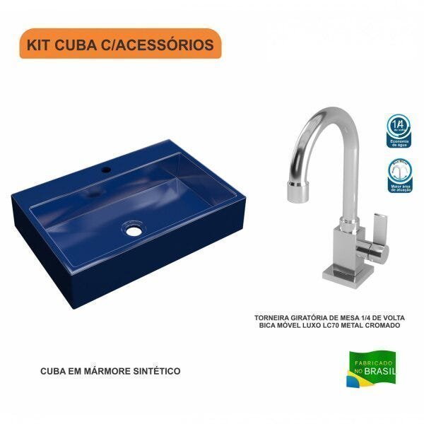 Kit Cuba RT55 com Torneira Luxo 1195 Metal 1/4 Volta Compace - 3