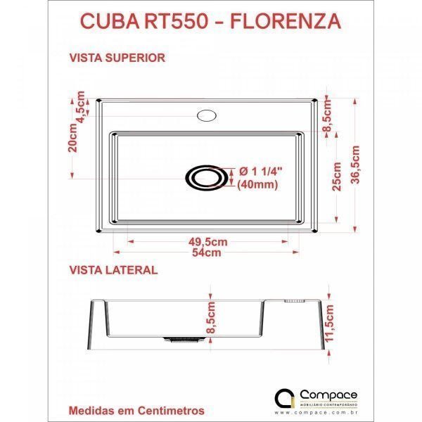 Kit Cuba RT55 com Torneira Luxo 1195 Metal 1/4 Volta Compace - 5
