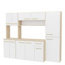 Ver imagem 2 de Cozinha Modulada Completa Compacta Torre Quente Armário Aéreo e Balcão Auxiliar Aura Branco/Dubai