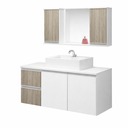 Ver imagem 1 de Conjunto de Banheiro Mdf 0,80m Branco Gabinete Cuba e Espelheira:branco/madeirado