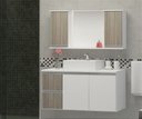 Ver imagem 2 de Conjunto de Banheiro Mdf 0,80m Branco Gabinete Cuba e Espelheira:branco/madeirado