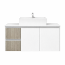 Ver imagem 3 de Conjunto de Banheiro Mdf 0,80m Branco Gabinete Cuba e Espelheira:branco/madeirado