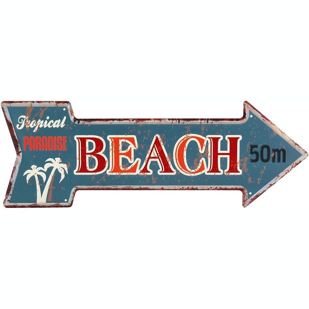 Placa Decorativa para Sala Quarto Retro Metal Azul Seta - 1