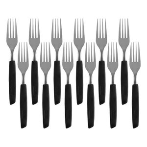 Jogo 12 Garfos de Mesa New Caprese Preto Fratelli Inox