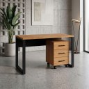 Ver imagem 1 de Conjunto Escrivaninha 120x60cm com Gaveteiro em MDF Natural