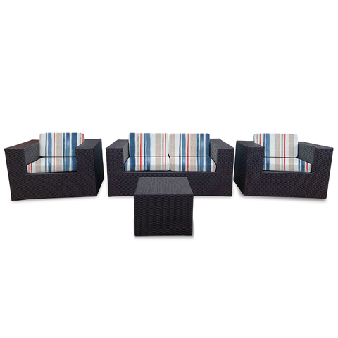 Conjunto de Sofá Fibra Sintética Tabaco Bora Bora - 1 Sofá 2L + 2 Poltronas + 1 Mesa Centro - Tecido