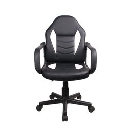 Cadeira Gamer Infantil em Couro PVC Pelegrin PEL-9354 Preto com Branco - 1