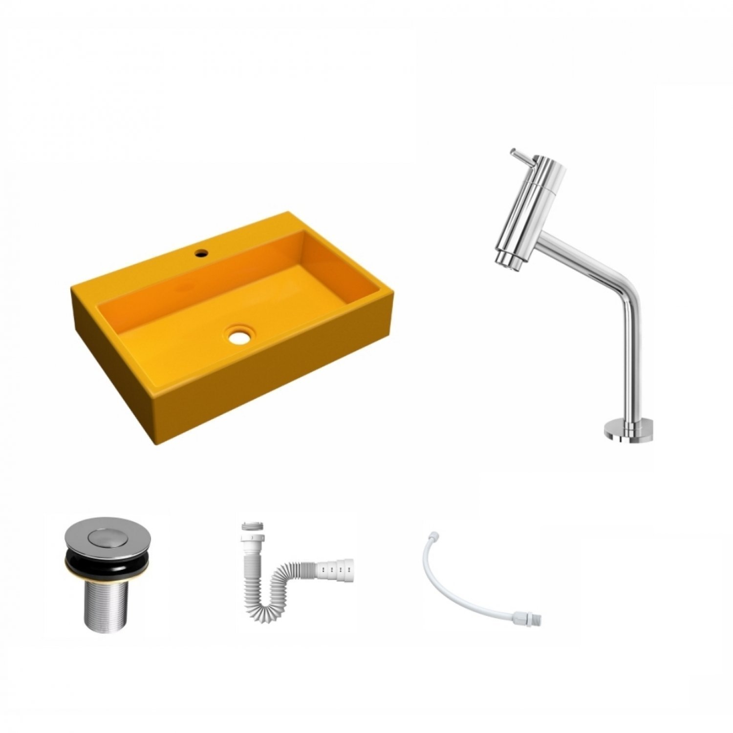 Kit Cuba RT55 Com Torneira Pratika 1060 Metal e Válvula Click 1 Polegada B e Sifão Pvc e Flexível Co - 2