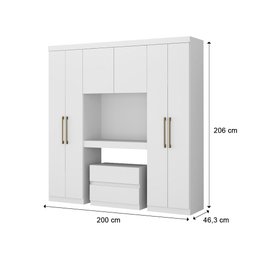 Guarda Roupa Solteiro 6 Portas, 2 Gavetas e Gaveteiro Móvel Porto Móveis Carraro - 3