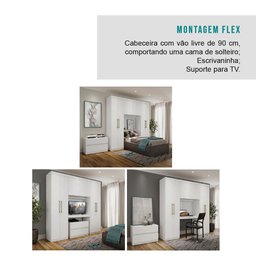 Guarda Roupa Solteiro 6 Portas, 2 Gavetas e Gaveteiro Móvel Porto Móveis Carraro - 7