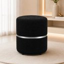 Ver imagem 1 de Puff com Cinta no Meio Prata, Cor Preto Boucle - Let Móveis
