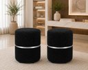 Ver imagem 4 de Puff com Cinta no Meio Prata, Cor Preto Boucle - Let Móveis