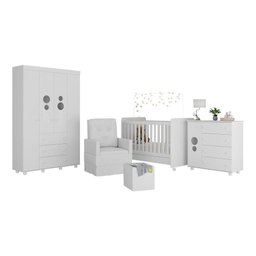 Quarto de Bebê Completo com Colchão, Poltrona de Amamentação e Puff Pimpolho Multimóveis Mp4109 Bran - 2
