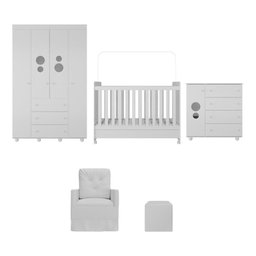 Quarto de Bebê Completo com Colchão, Poltrona de Amamentação e Puff Pimpolho Multimóveis MP4109 Branco - 7
