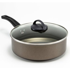 Frigideira Antiaderente 24cm com Tampa de Vidro:cinza