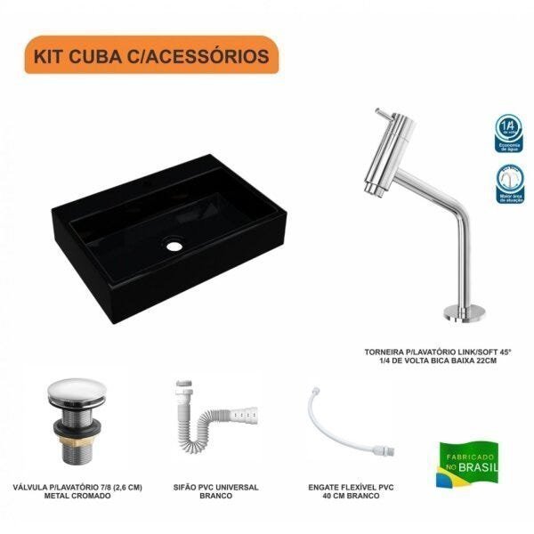 Kit Cuba RT55 Com Torneira Pratika 1060 Metal e Válvula Click 1 Polegada G e Sifão Pvc e Flexível Co - 3