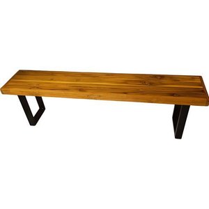 Banco Estilo Industria Tampo Madeira Maciça 150x30x45cm:madeira/fundo Seladora e Cera de Carnaúba