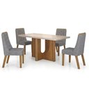 Ver imagem 2 de Mesa de Jantar Dora 120x80 Vidro 40mm Cinamomo Off White com Kit 4 Cadeiras Linho Prata- Valdemóveis