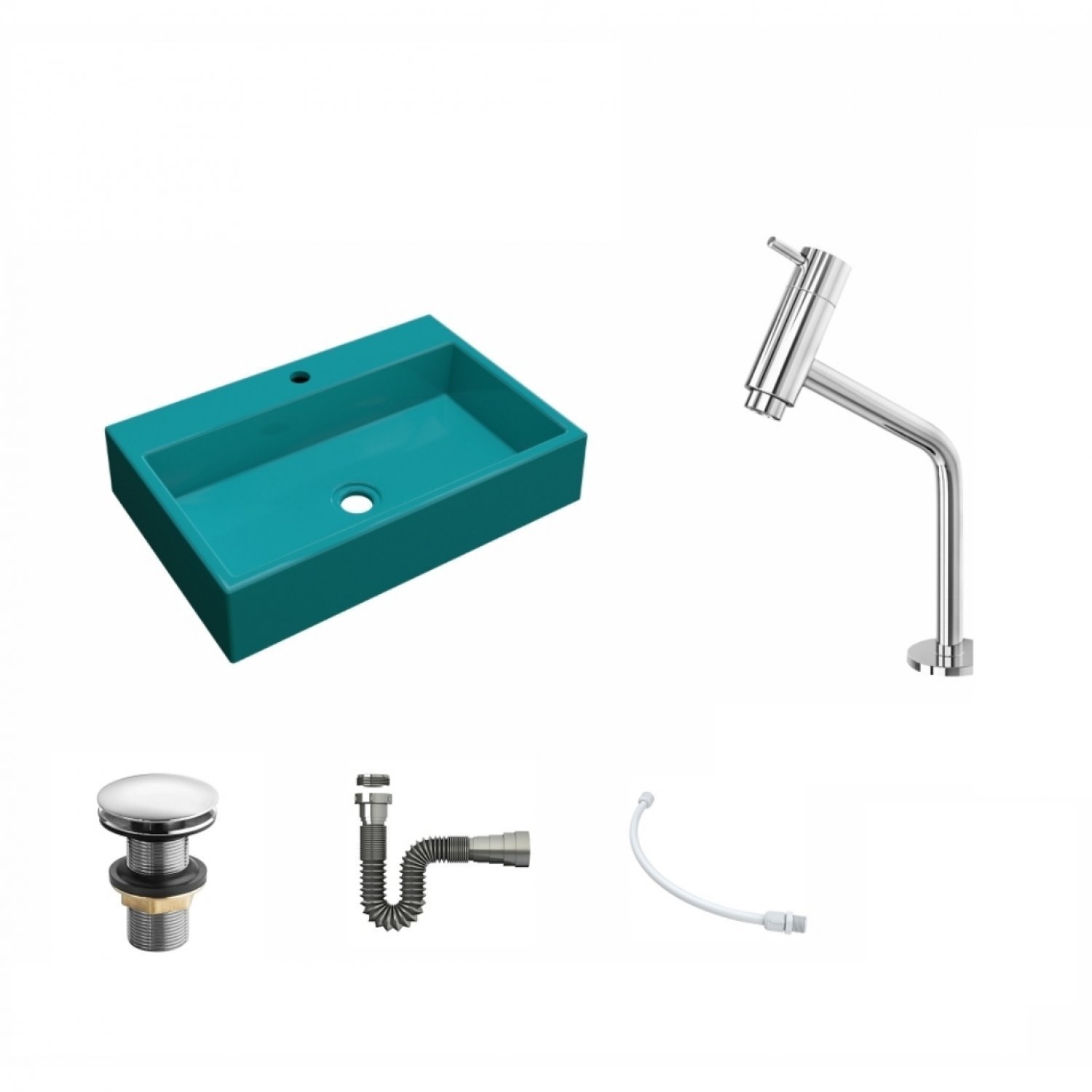 Kit Cuba RT55 Com Torneira Pratika 1060 Metal e Válvula Click 1 Polegada G e Sifão Cromado e Flexíve - 2