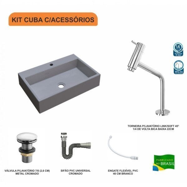 Kit Cuba RT55 Com Torneira Pratika 1060 Metal e Válvula Click 1 Polegada G e Sifão Cromado e Flexíve - 3
