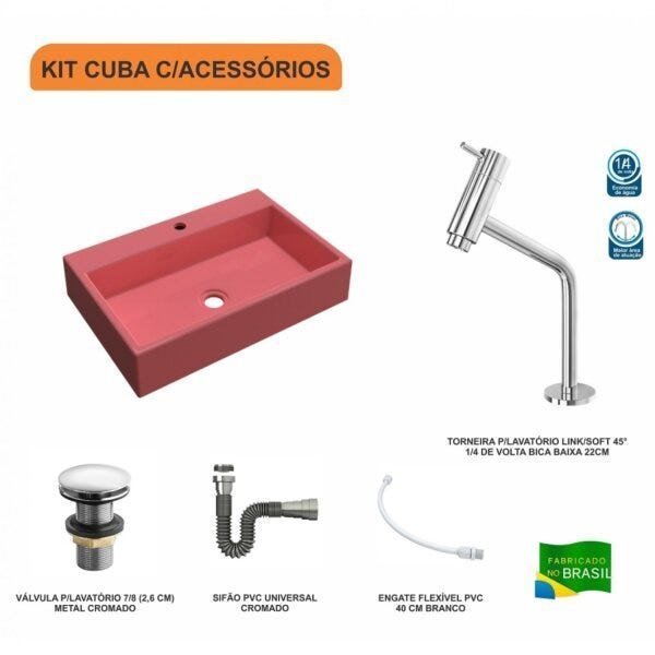 Kit Cuba RT55 Com Torneira Pratika 1060 Metal e Válvula Click 1 Polegada G e Sifão Cromado e Flexíve - 3