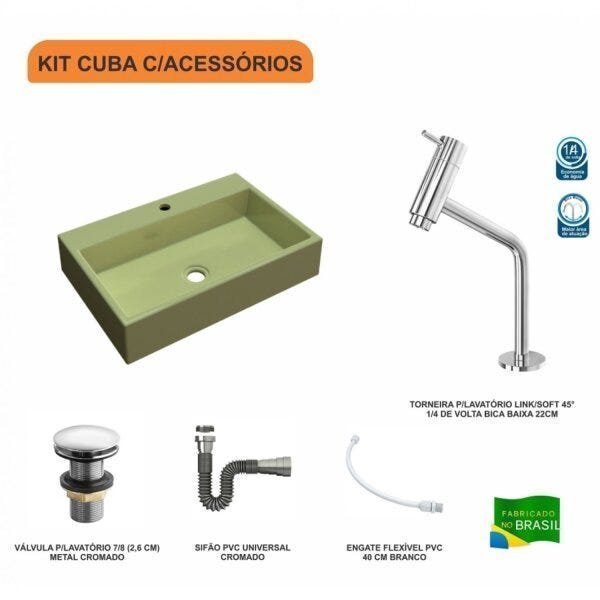 Kit Cuba RT55 Com Torneira Pratika 1060 Metal e Válvula Click 1 Polegada G e Sifão Cromado e Flexíve - 3