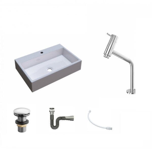 Kit Cuba Rt55 com Torneira Pratika 1060 Metal e Válvula Click 1 Polegada G e Sifão Cromado e Flexíve - 2