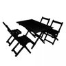 Conjunto de Mesa 120x70 com 4 Cadeiras Dobráveis de Madeira Maciça Pretas para Churrascos e Eventos - 1