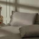 Ver imagem 1 de Jogo de Cama 3 Peças Acetinado Bordado Inglês Cinza Lmpeter