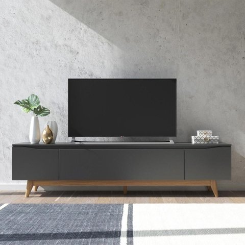 Rack Flynt 220 cm MDF/MDP – Natural c/ Preto Touch