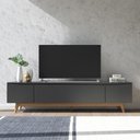 Ver imagem 1 de Rack Flynt 220 cm MDF/MDP – Natural c/ Preto Touch