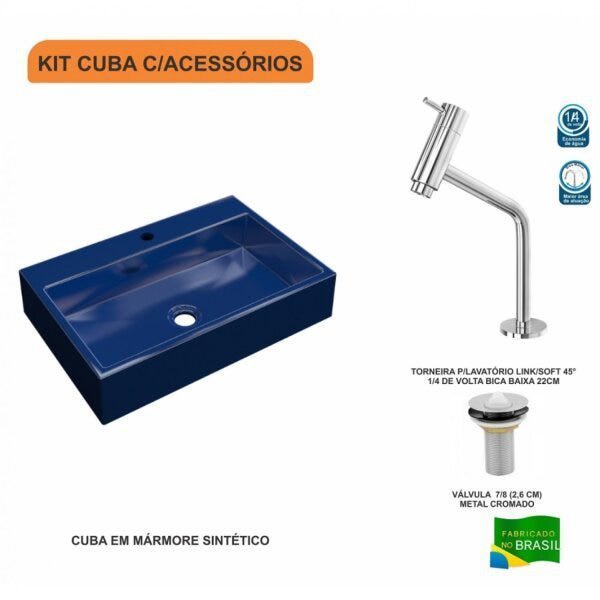 Kit Cuba RT55 Com Torneira Pratika 1060 Metal e Válvula 1 Polegada Compace - 3
