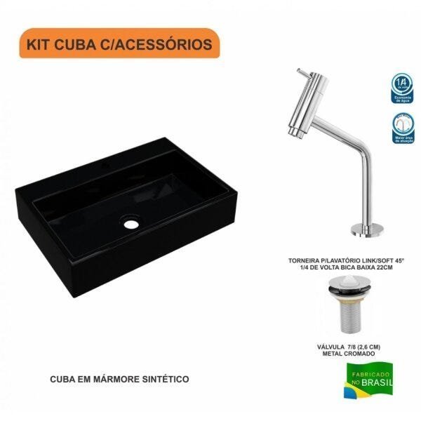 Kit Cuba RT55 Com Torneira Pratika 1060 Metal e Válvula 1 Polegada Compace - 3