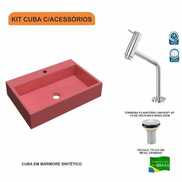 Kit Cuba RT55 Com Torneira Pratika 1060 Metal e Válvula 1 Polegada Compace - 3