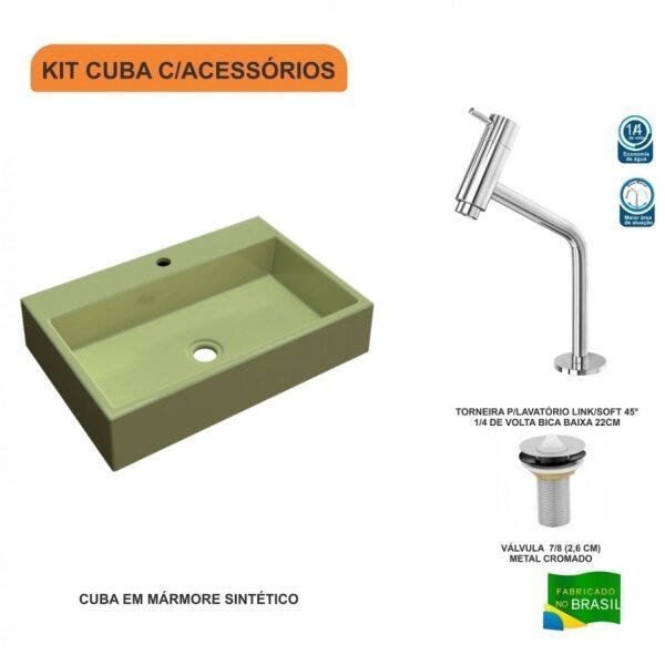 Kit Cuba RT55 Com Torneira Pratika 1060 Metal e Válvula 1 Polegada Compace - 3