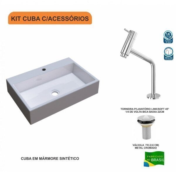 Kit Cuba RT55 Com Torneira Pratika 1060 Metal e Válvula 1 Polegada Compace - 3
