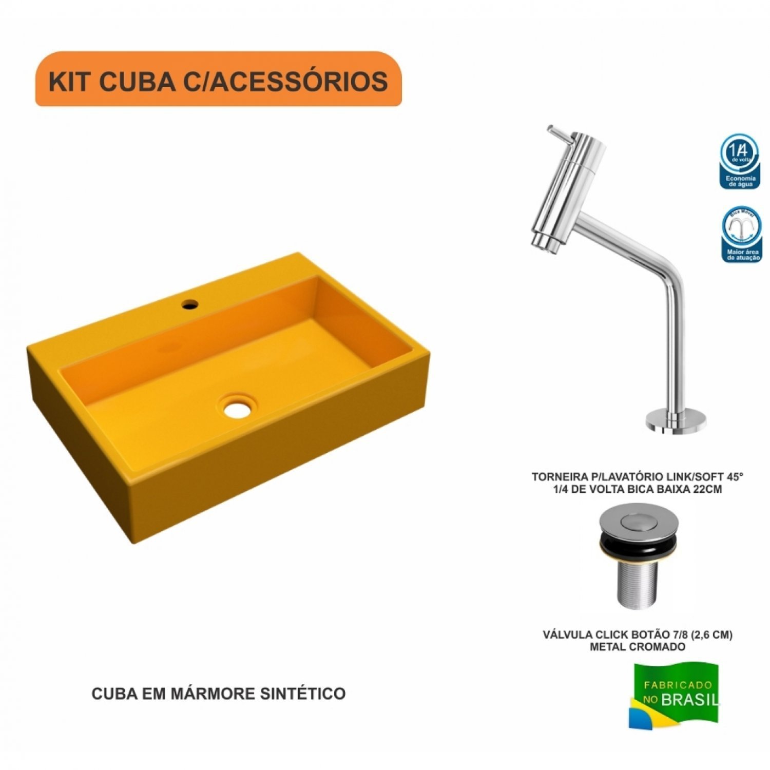 Kit Cuba RT55 Com Torneira Pratika 1060 Metal e Válvula Click 1 Polegada B Compace - 3