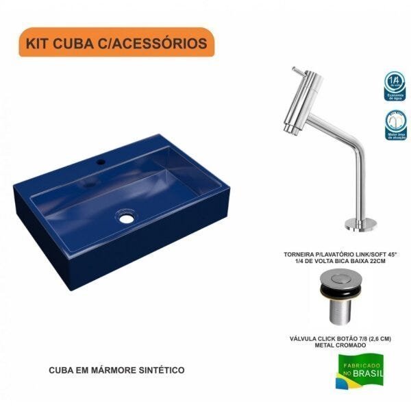 Kit Cuba RT55 Com Torneira Pratika 1060 Metal e Válvula Click 1 Polegada B Compace - 3