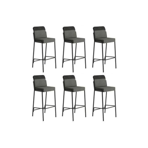 Kit 6 Banquetas Sala Jantar Duo 1753 6 Un Preto/linho Grafite/courano Preto - Carraro