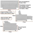 Ver imagem 4 de Sofá Retrátil e Reclinável Bipartido 3 Lugares 246cm Israel Veludo Cinza - Sallar Home